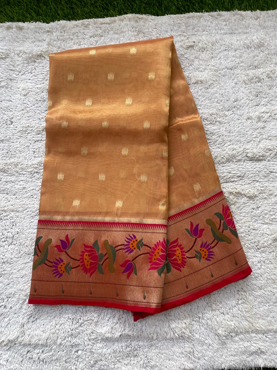 Pure Tissue Saree With Paithani Pallu And Border