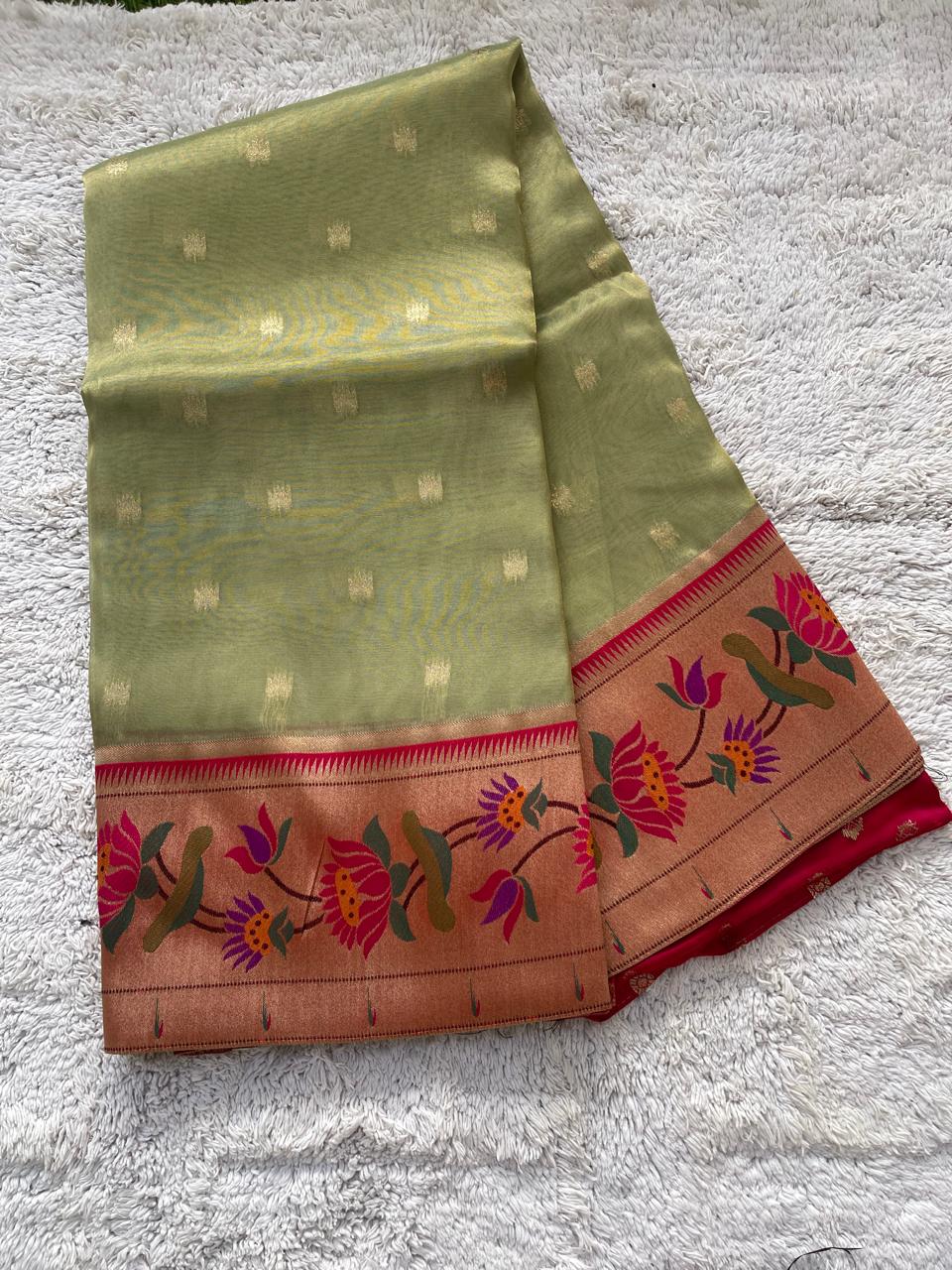 Pure Tissue Saree With Paithani Pallu And Border
