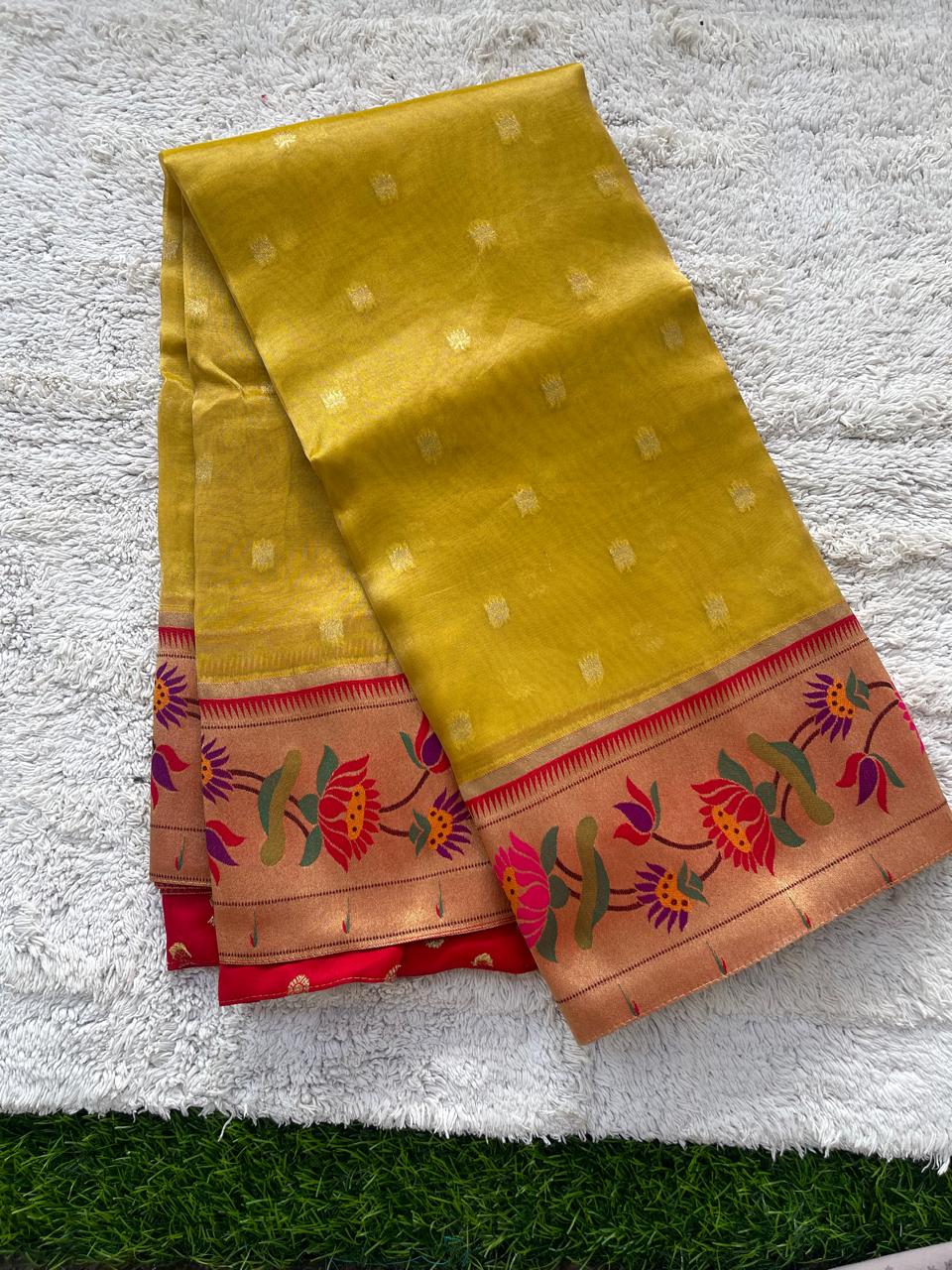 Pure Tissue Saree With Paithani Pallu And Border