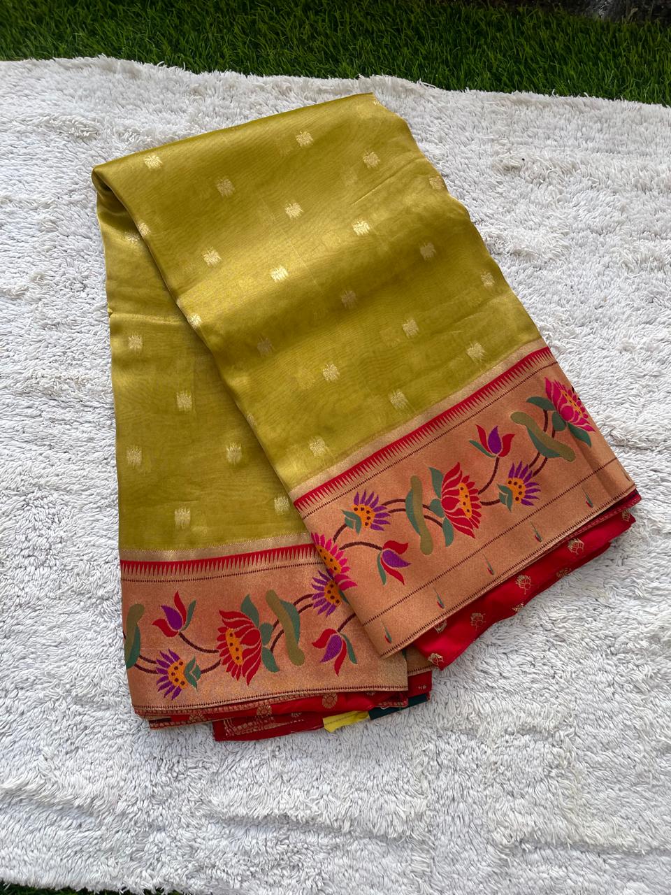 Pure Tissue Saree With Paithani Pallu And Border